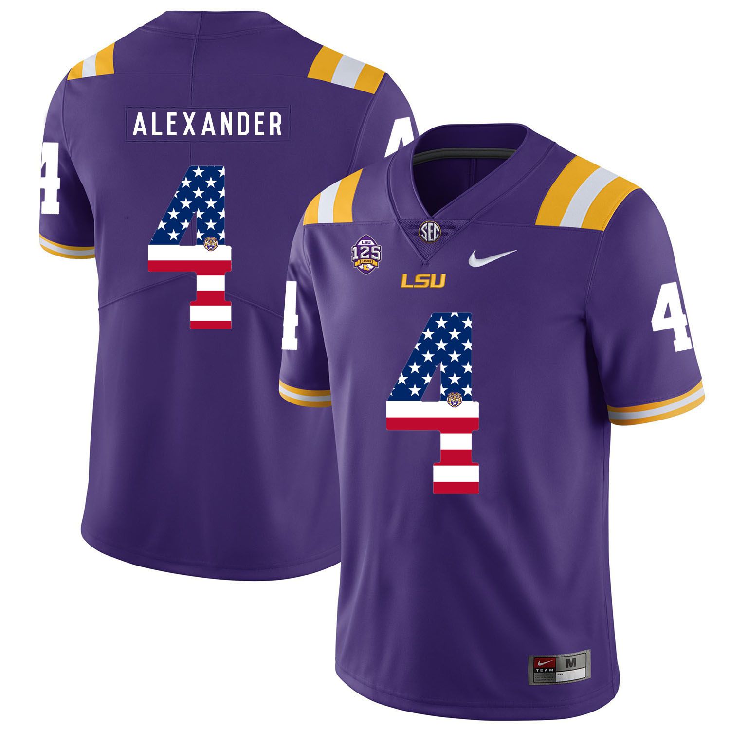 Men LSU Tigers 4 Alexander Purple Flag Customized NCAA Jerseys
